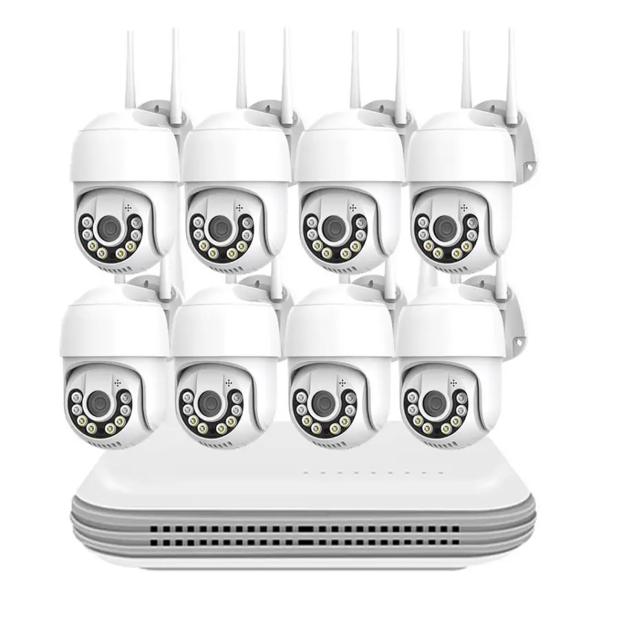 Icsee 4CH Wireless Outdoor Security CCTV Camera Kit with Auto Human Tracking Night Vision Wifi Ptz Nvr Ip Home Security — view 1