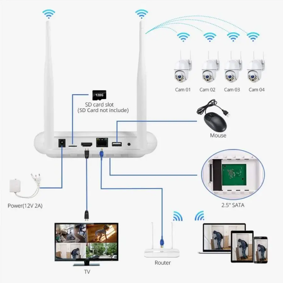 Datuo 4CH 4MP WiFi PTZ Dome Camera Kit with Night Vision Two-Way Audio Waterproof Design-Wireless CCTV System — image 4