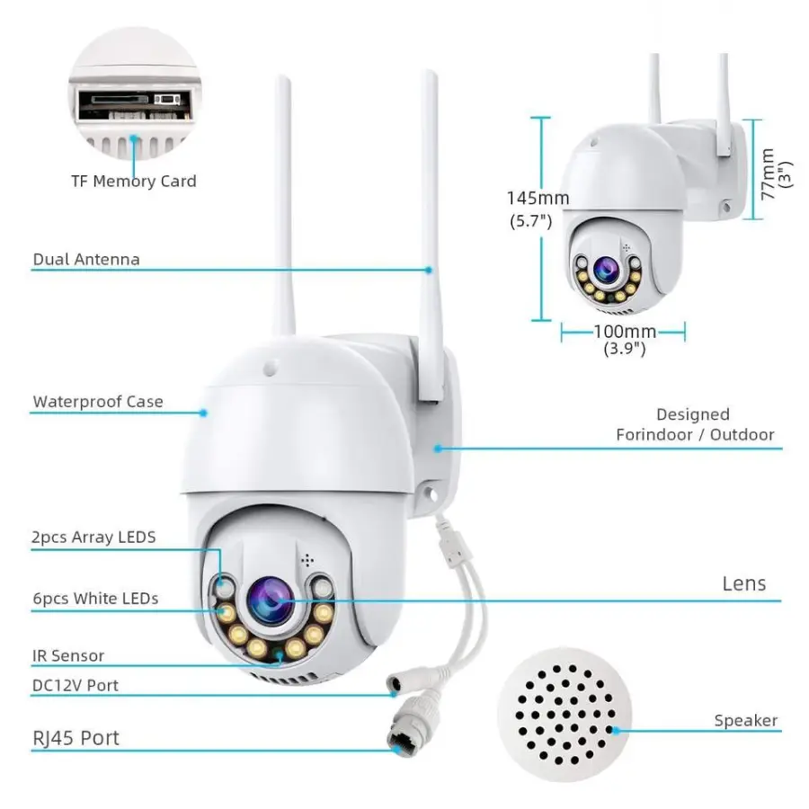 Icsee 4CH Wireless Outdoor Security CCTV Camera Kit with Auto Human Tracking Night Vision Wifi Ptz Nvr Ip Home Security — view 3