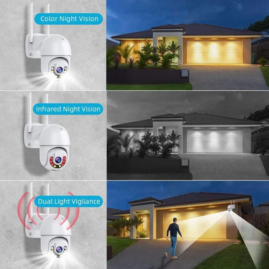 Icsee 4CH Wireless Outdoor Security CCTV Camera Kit with Auto Human Tracking Night Vision Wifi Ptz Nvr Ip Home Security — view 5