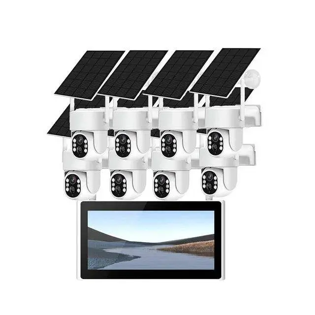 EseeCloud 8ch 5mp Solar Wireless Nvr Kit With 4mp Solar Security Camera System 10inch Monitor Cctv Solar Wifi Camera Sys — view 1