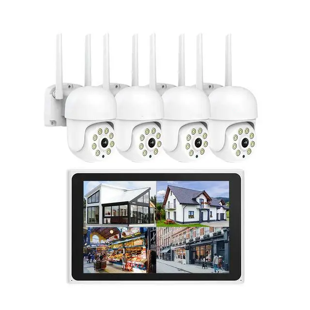 Tuya 4CH 3MP Wireless NVR Kit Wifi Dome Security Camera Ptz CCTV NVR Kit System With 12.5 Inch LCD Screen Wireless CCTV — view 1