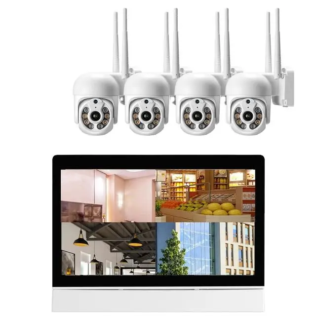 EseeCloud 4CH Wifi Camera Kit 3MP Network Wireless CCTV System 12.5Inch Screen Nvr 3MP Wireless Ptz Wifi Security Camera — view 1