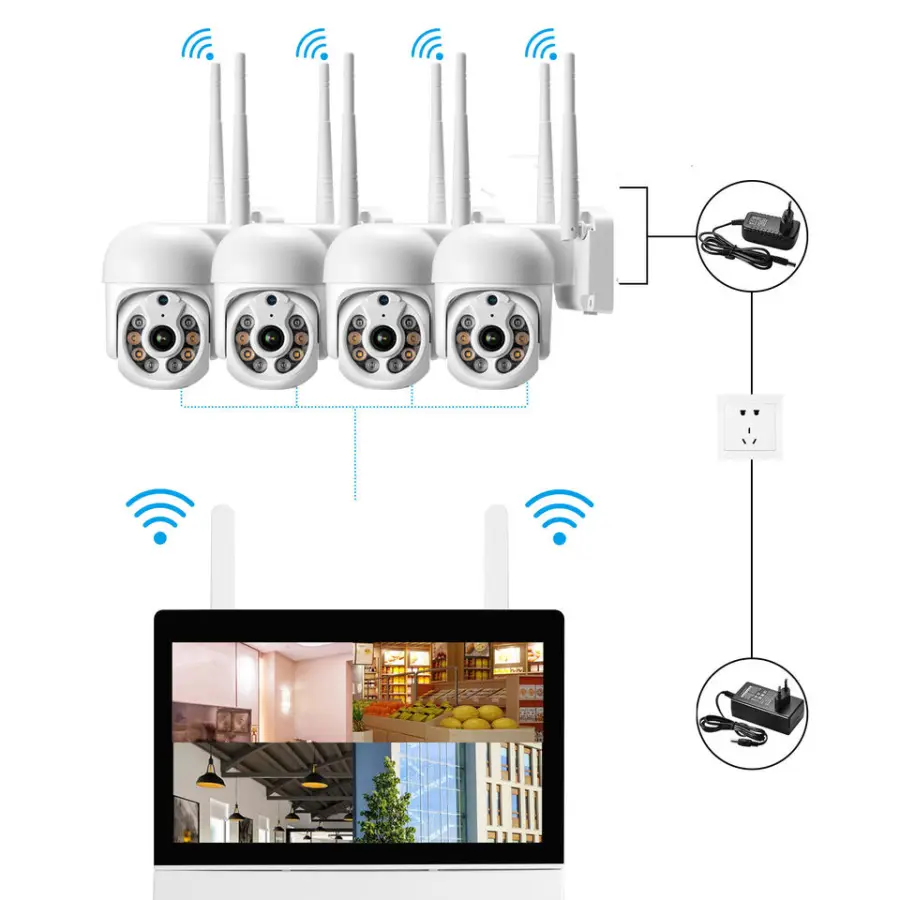 EseeCloud 4CH Wifi Camera Kit 3MP Network Wireless CCTV System 12.5Inch Screen Nvr 3MP Wireless Ptz Wifi Security Camera System — image 7
