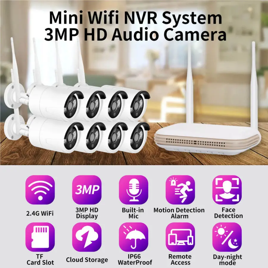 Icsee VMS Surveillance Wireless CCTV System 4ch 8ch Cctv Wifi Camera Dvr Kit Hd 3MP 5MP CCTV Wireless Security Camera System — image 7