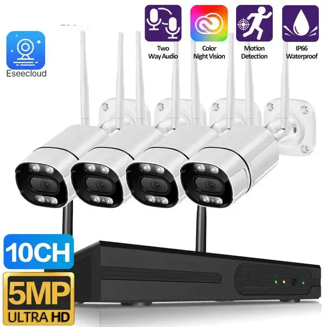 EseeCloudh 4ch 3MP 5MP BULLET Wireless Camera System NVR Kit Camera Outdoor Night Vision Security IP Camera WIFI CCTV System — image 3