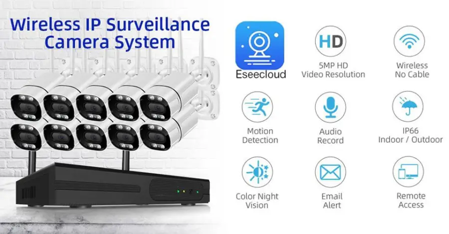 EseeCloudh 4ch 3MP 5MP BULLET Wireless Camera System NVR Kit Camera Outdoor Night Vision Security IP Camera WIFI CCTV System — image 5