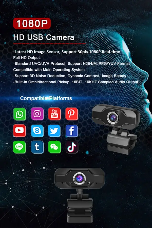 Mini Desktop Video Conference Live Stream Broadcast USB Web Camera HD 1080P for PC Laptop — image 3