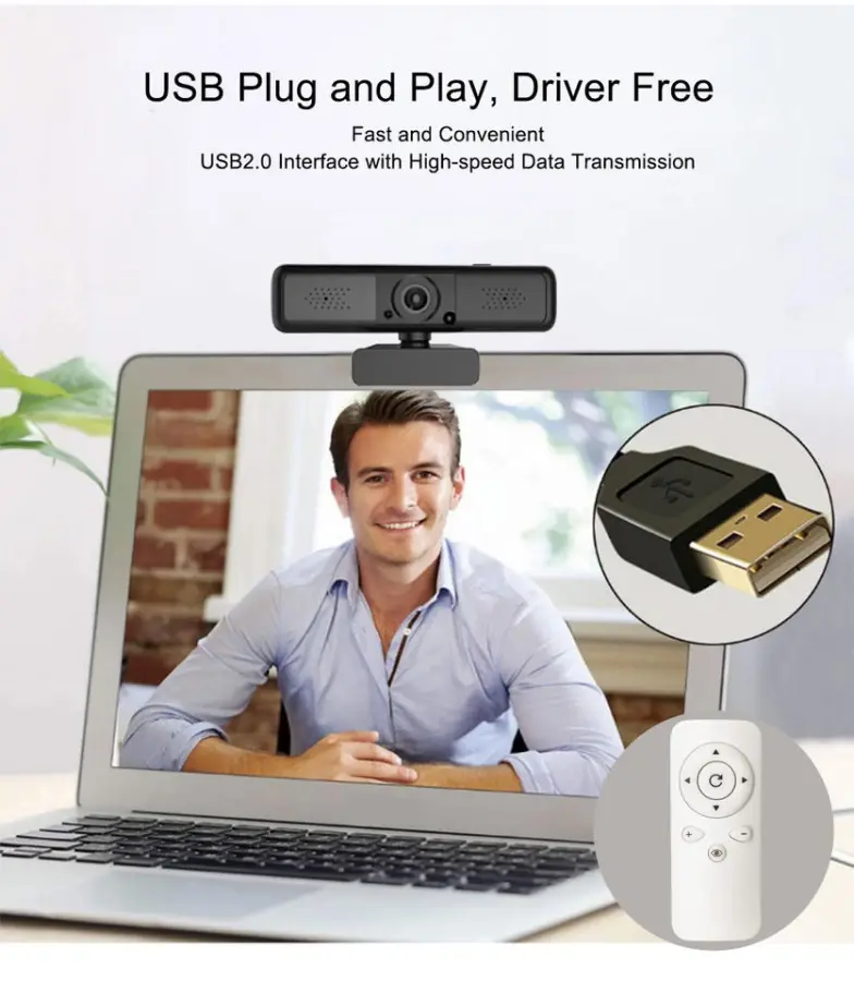 360 Degree Free Rotation 2K Autofocus Webcam for PC with Privacy Lens Cover — image 4