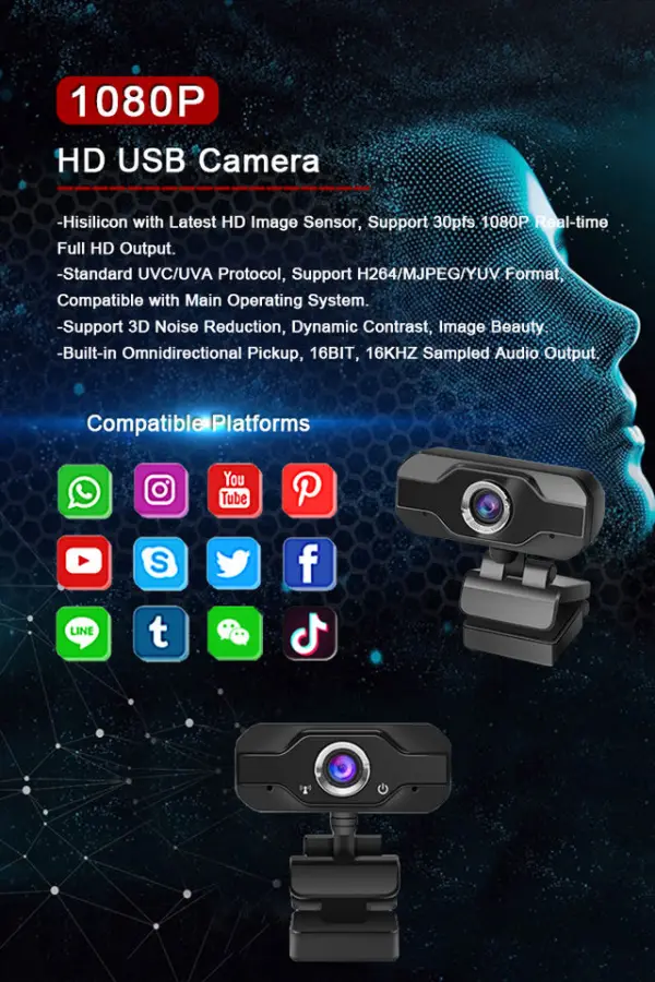 Best Desktop Full HD 1080P USB Computer Laptop Mini PC HD Streaming CMOS Sensor Webcam with Mic — image 3