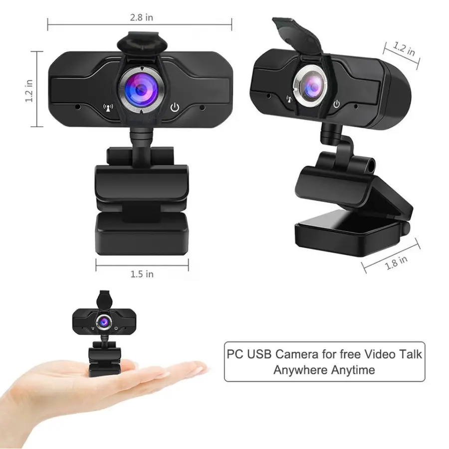 Free Tripod Lens Privacy Cover Microphone and Speaker Live Streaming 1080P 2.0mp Full HD Laptop Desktop PC USB Webcam Camera — image 6