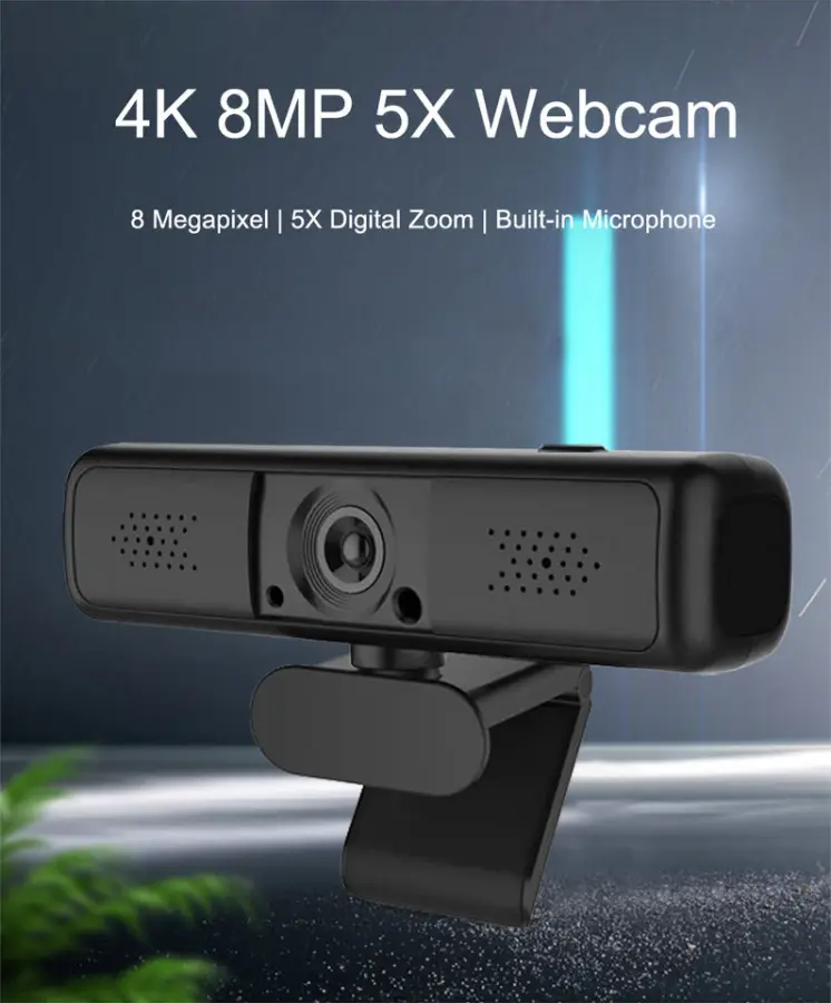 5X Zoom High Resolution Window Hello Computer Camera 4K 8mp Webcam with Tripod and Privacy Lens Cover Slider — view 1