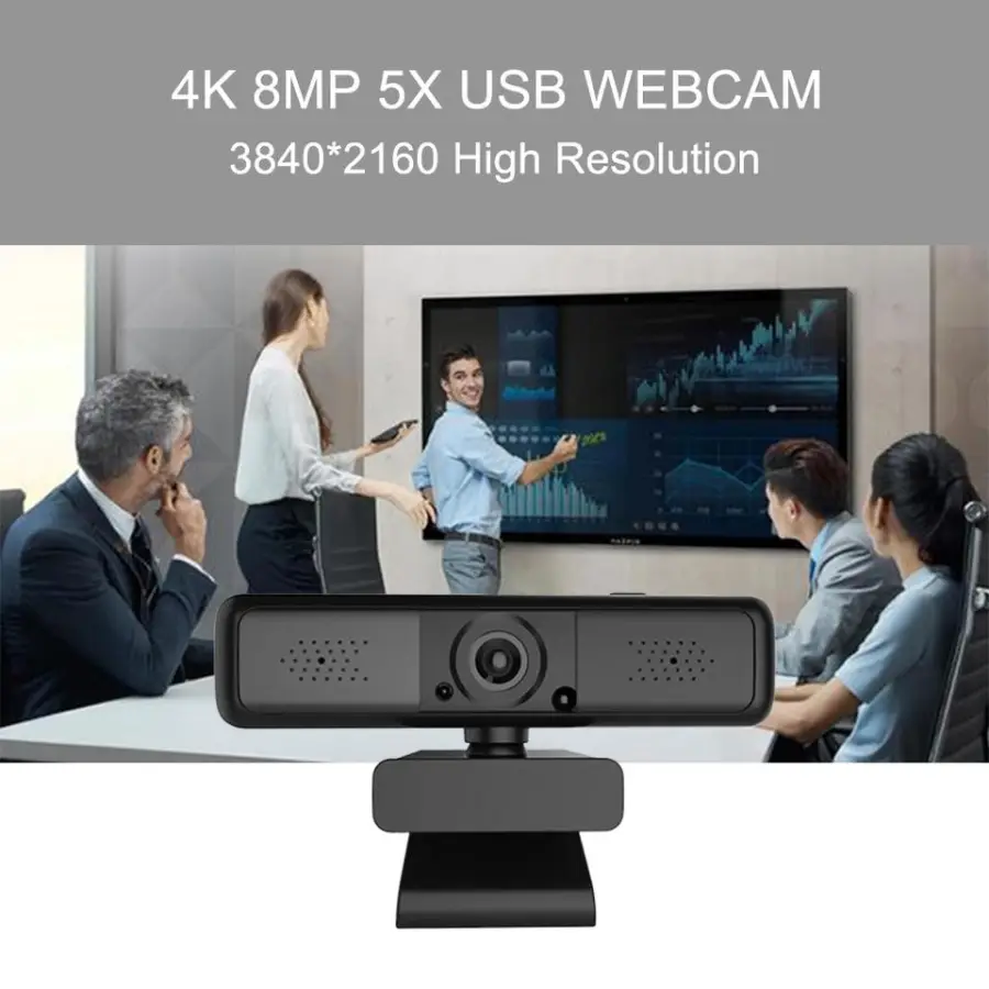 5X Zoom High Resolution Window Hello Computer Camera 4K 8mp Webcam with Tripod and Privacy Lens Cover Slider — image 4