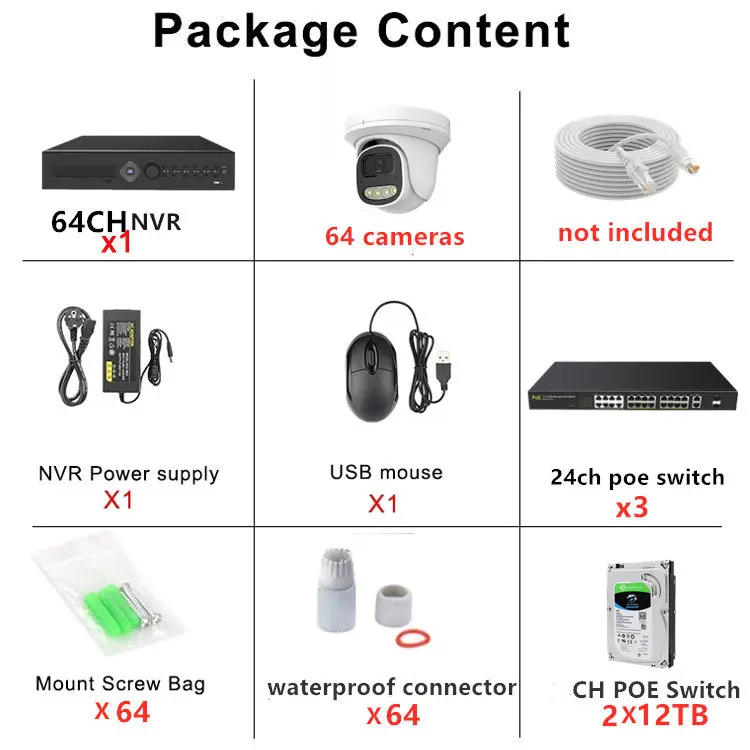 Jianvision 64CH 4K NVR Indoor Security Turret Dome Surveillance Kit 8MP IP Camera Night Vision IP66 Waterproof Built-in Mic 2 — image 3