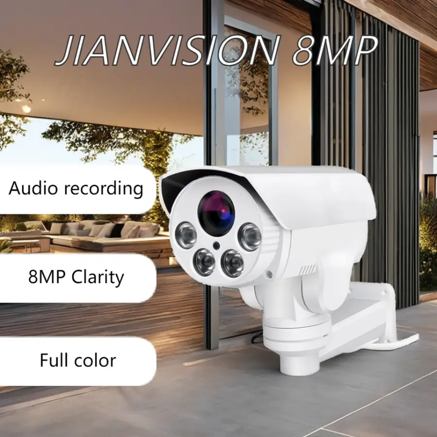 Jianvision 8MP POE IP Bullet Tube Camera 5x Optical Motorized Varifocal Zoom 50 Meters IR Distance Audio Wide Angle CMOS — image 3