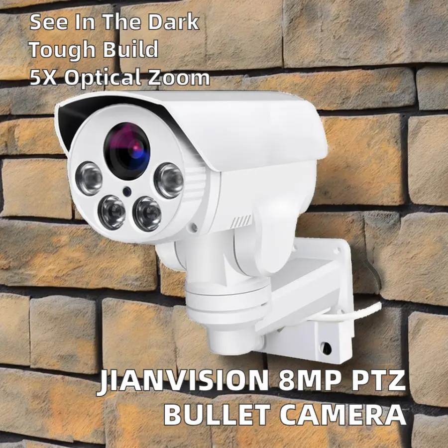 Jianvision 8MP POE IP Bullet Tube Camera 5x Optical Motorized Varifocal Zoom 50 Meters IR Distance Audio Wide Angle CMOS — image 4
