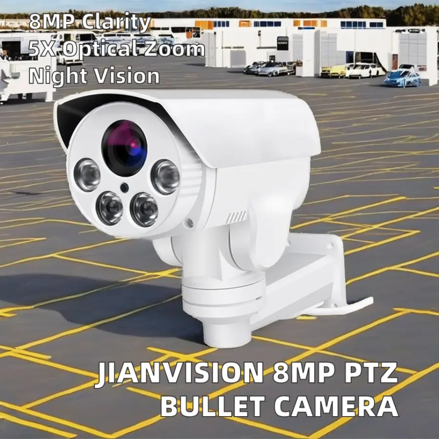 Jianvision 8MP POE IP Bullet Tube Camera 5x Optical Motorized Varifocal Zoom 50 Meters IR Distance Audio Wide Angle CMOS — image 5