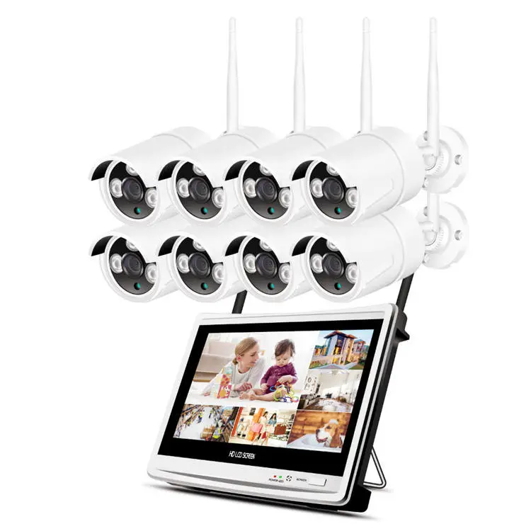 Jianvision 5MP 8-Channel Wireless IP Network Camera System 12.5 Inch Monitor Screen Eseecloud App CMOS Sensor NVR Night — view 1