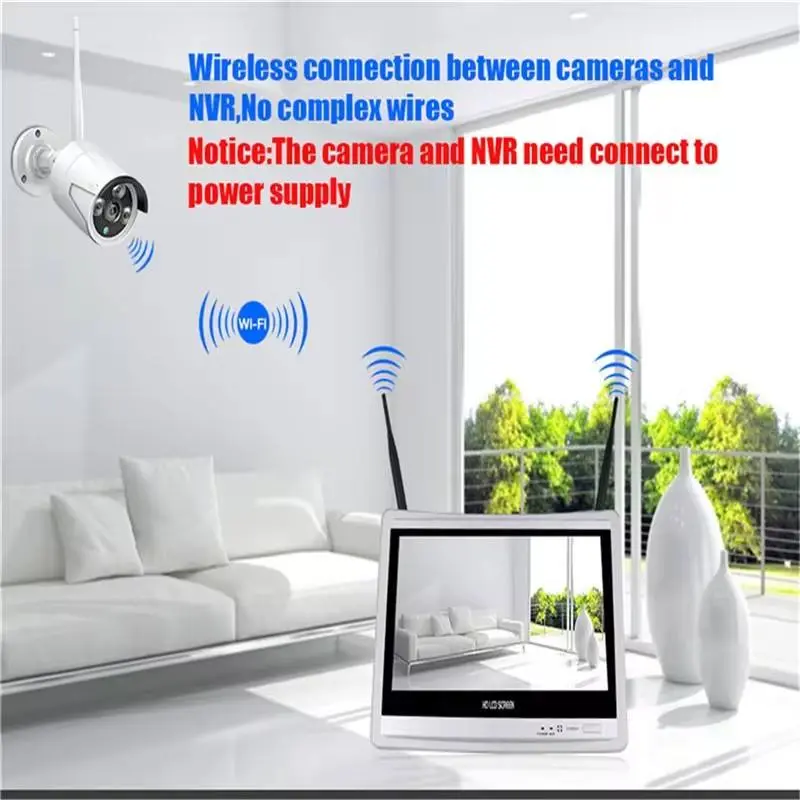 Jianvision 5MP 8-Channel Wireless IP Network Camera System 12.5 Inch Monitor Screen Eseecloud App CMOS Sensor NVR Night Vision — image 7