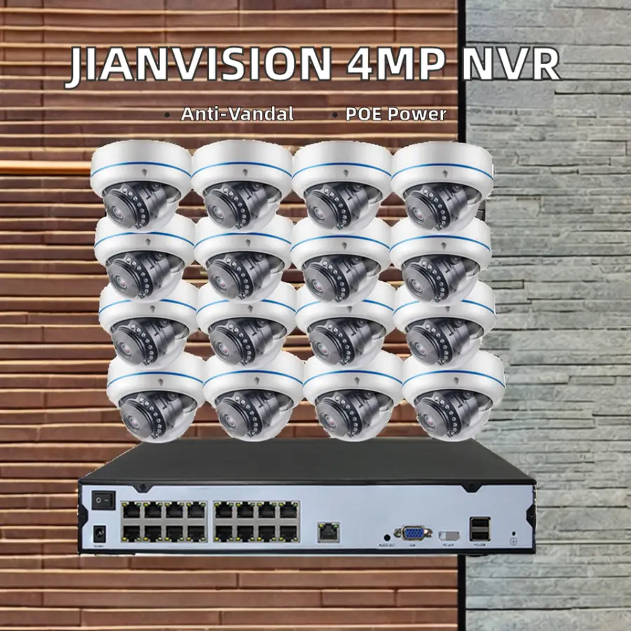 Jianvision 4MP POE NVR IP System 16-Channels Vandalproof Metal Dome Indoor Outdoor Camera Wide Angle 2.8mm CMOS Sensor Built-in — image 6