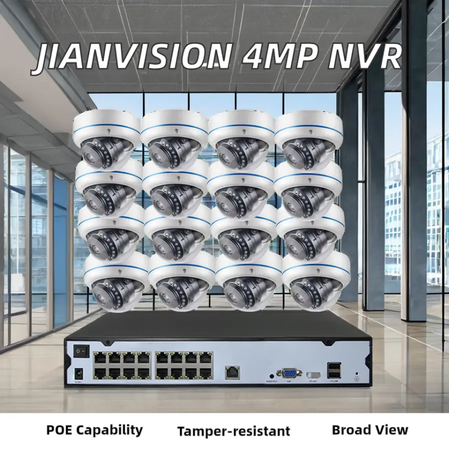 Jianvision 4MP POE NVR IP System 16-Channels Vandalproof Metal Dome Indoor Outdoor Camera Wide Angle 2.8mm CMOS Sensor Built-in — image 7