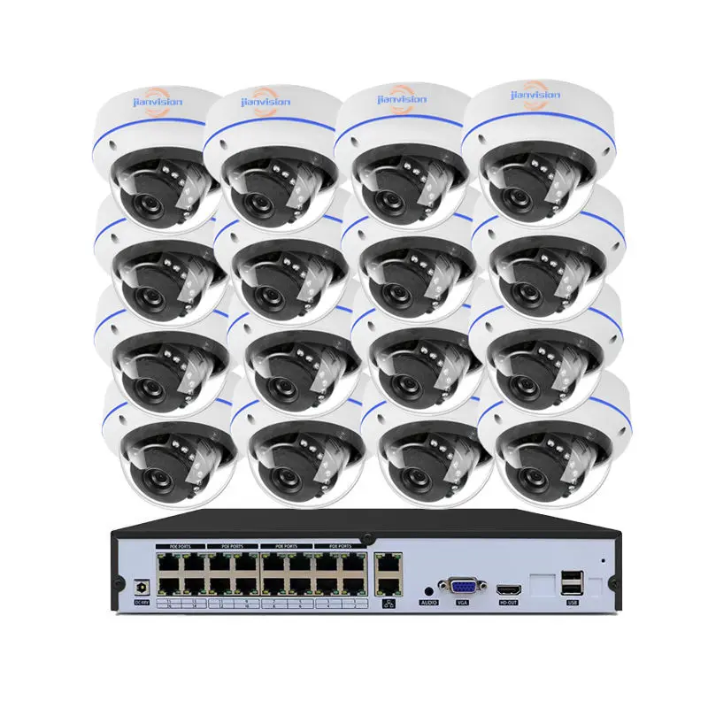 Jianvision POE NVR IP System 5MP 16CH Vandalproof Network Camera 2.8mm Wide Angle CMOS Sensor Built-in Mic for Indoor Ou — view 1