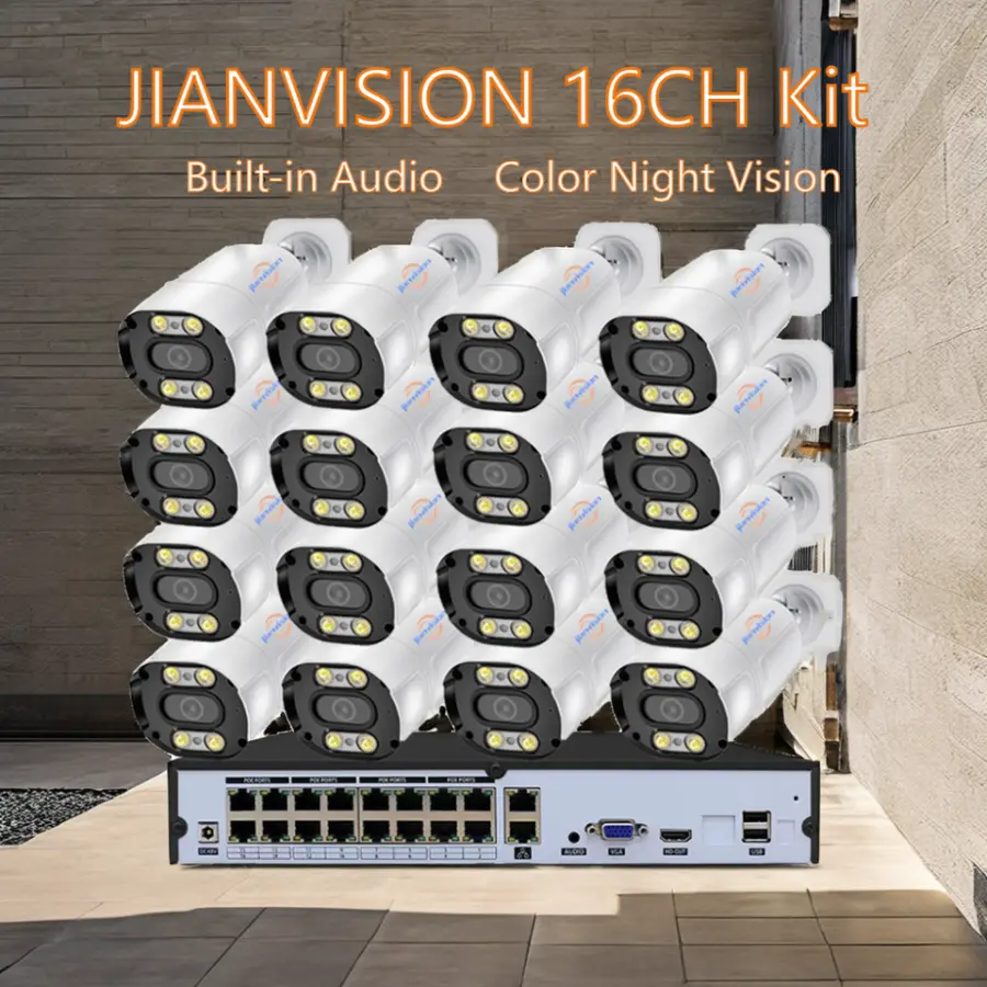 Jianvision 16-Channel 4MP POE Bullet IP Camera System Indoor and Outdoor Use with NVR Data Storage Option Waterproof IP66 — image 7