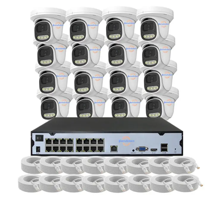 Jianvision 16-Channel IP Waterproof Dome Turret Camera POE NVR System 20m Cables Night Vision Sound Surveillance Systems — view 1