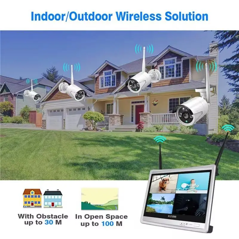 Jianvision 16-Channel 3MP Wireless Camera System 12.5-Inch Screen NVR Eseecloud App Night Vision CMOS Sensor Built-In Mic Cloud — image 6