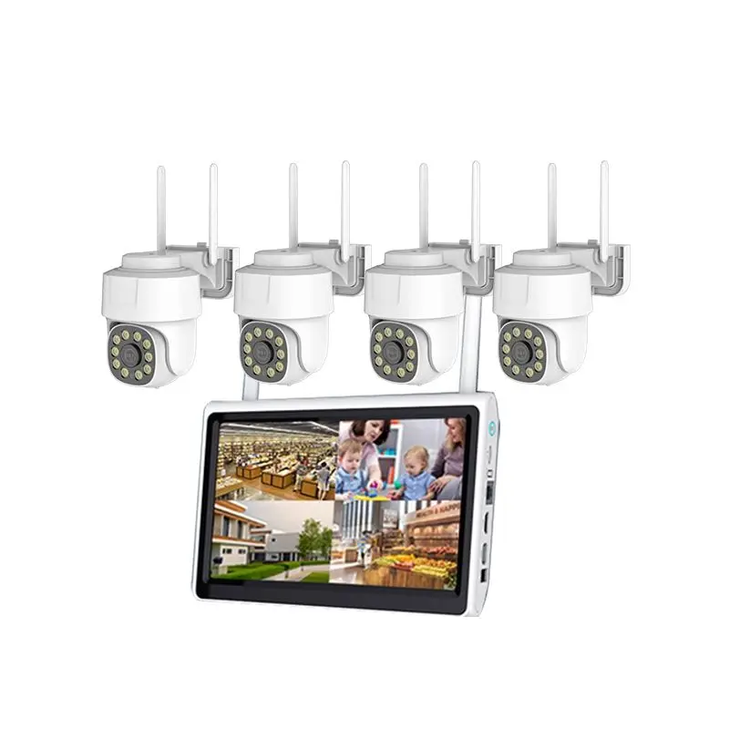 4-Channel Full Set 3MP Color Night Vision Two-Way Audio Mobile APP Access IP66 PTZ Wireless Security Camera System NVR — view 1