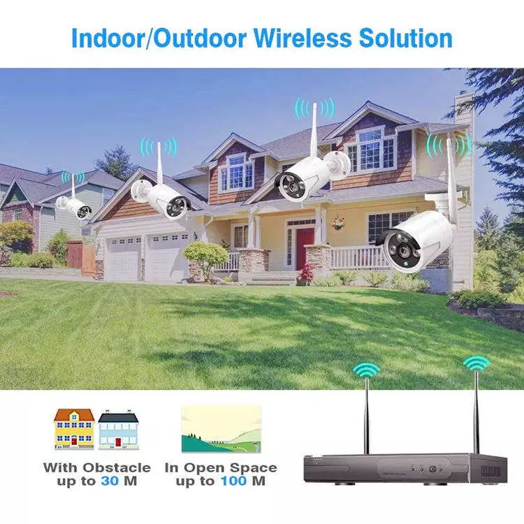 Professional 4CH Wireless CCTV Kit Indoor/Outdoor Night Vision IP Video Security System NVR 12V DC Home Eseecloud Wifi — image 3