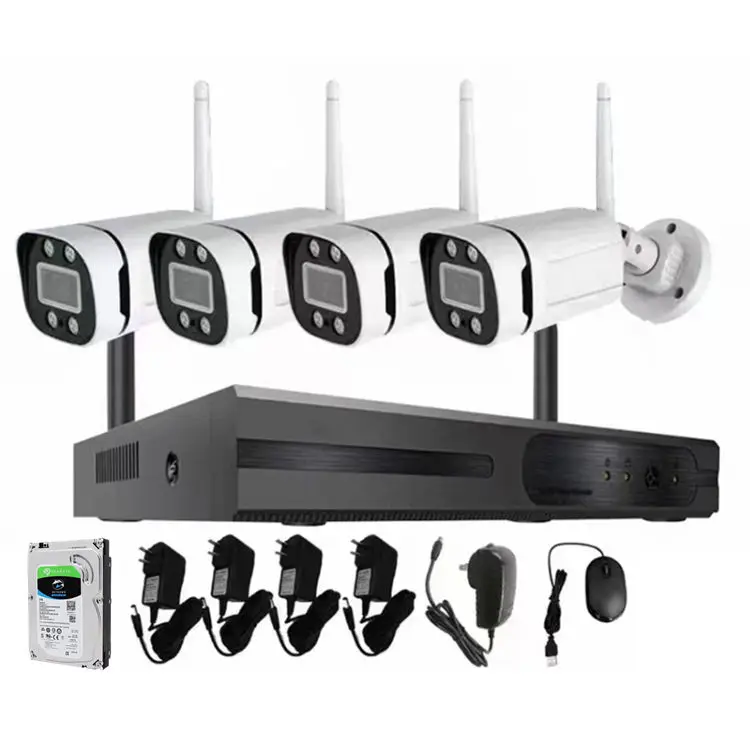 Wholesale Professional Outdoor 100 Meter Long Range 4 Channel 5MP Wireless Security CCTV Camera System with NVR IP66 Wat — view 1
