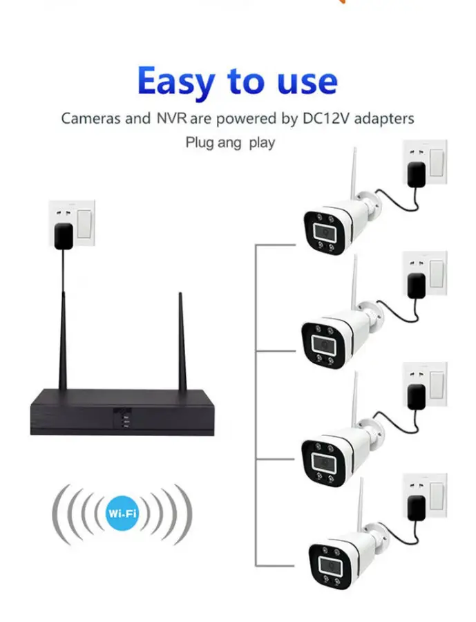 Wholesale Professional Outdoor 100 Meter Long Range 4 Channel 5MP Wireless Security CCTV Camera System with NVR IP66 Waterproof — image 6