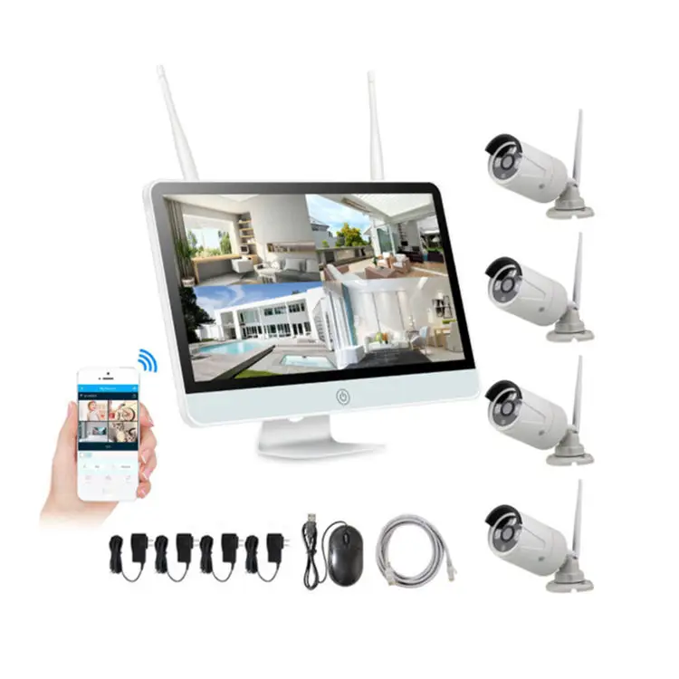 Jianvision 16inches Screen NVR 4channels Wireless Marine Long Range Security Cctv Camera System for Home Wifi — view 1
