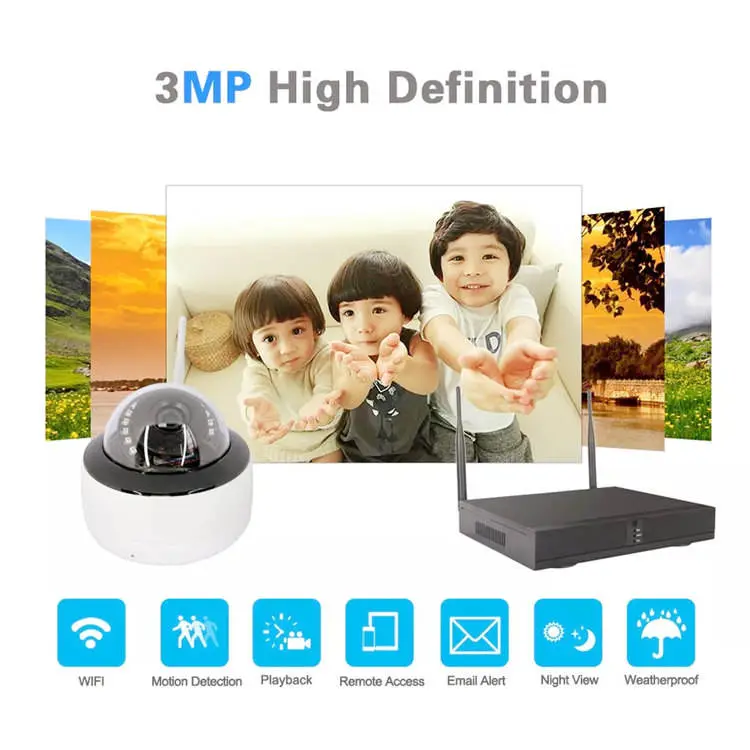 Wireless 1080P CCTV Dome Home Security Camera System Wide Angle Function IP66 NVR Eseecloud Audio Video Recording Cloud Local — image 7