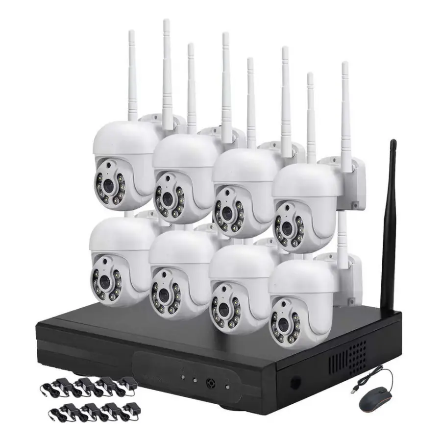 Jianvision 8-Channel 3MP Full HD Wireless PTZ Camera System Night Vision 2-Way Audio IP Network Connectivity NVR Data St — view 1