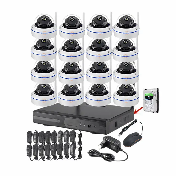 Jianvision 5MP 16ch Wifi Metal Dome Camera System Wide Angle Voice Recording Motion Detection Eseecloud Remote Access 2T — view 1