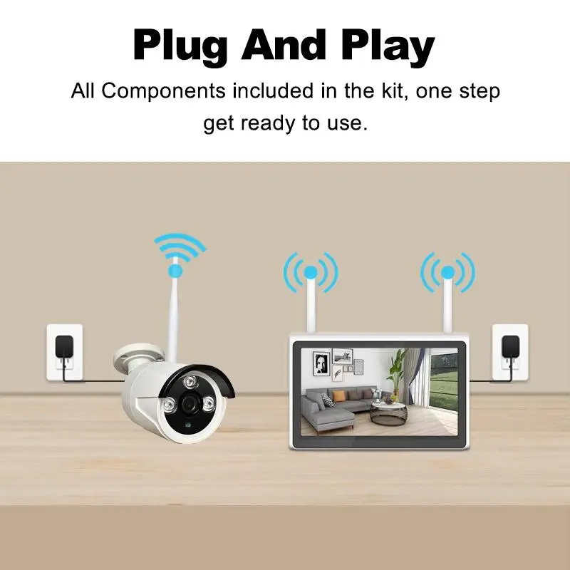 12.5\" LCD Monitor Security Screen DVR Kit 4CH 1080P Wireless CCTV System Built-in Hard Disk Drive NVR Wifi Camera Cloud Data — image 3
