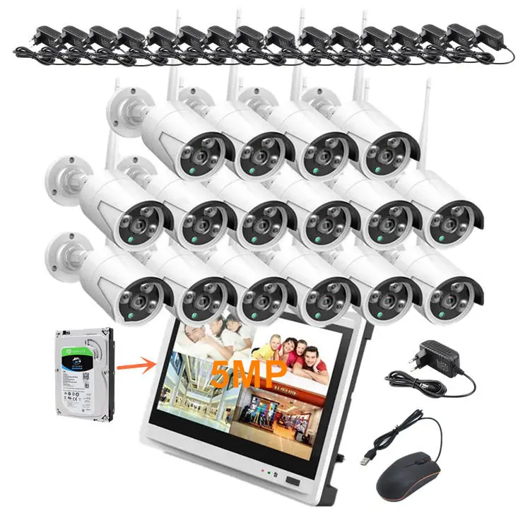 Jianvision 5MP 16CH Wireless Camera CCTV System Monitor NVR 2TB HDD Night Vision IP66 Waterproof Plug Play Eseecloud APP — view 1