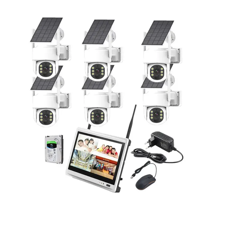 Jianvision 6-Channel Wireless Solar PTZ Camera System 12.5-Inch Screen Monitor Color Night Vision IP66 Outdoor Eseecloud — view 1