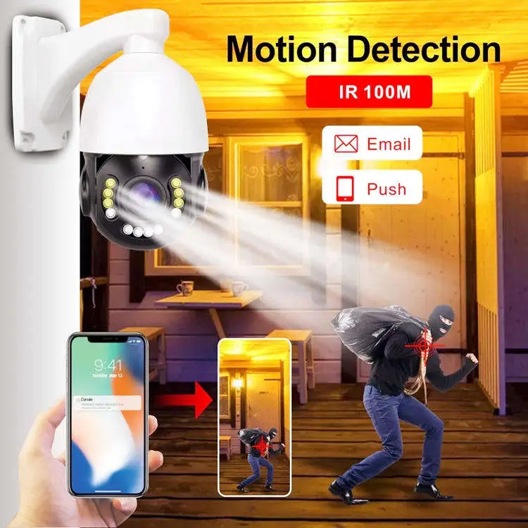 4K IP POE PTZ Auto Tracking Color Night Vision 8MP CMOS Camera Wide Angle NVR Compatible IP66 Waterproof 30x Optical Zoom Stock — image 3