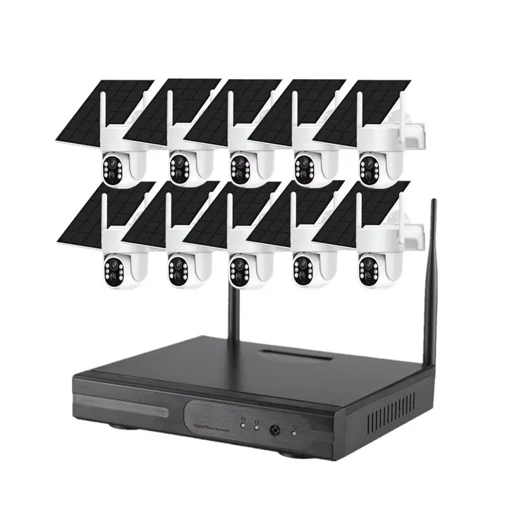 Jianvision 4MP IP66 Wireless Solar PTZ Wifi Camera System 10 Channels Two-Way Audio Full Color Night Vision Wide Angle E — view 1