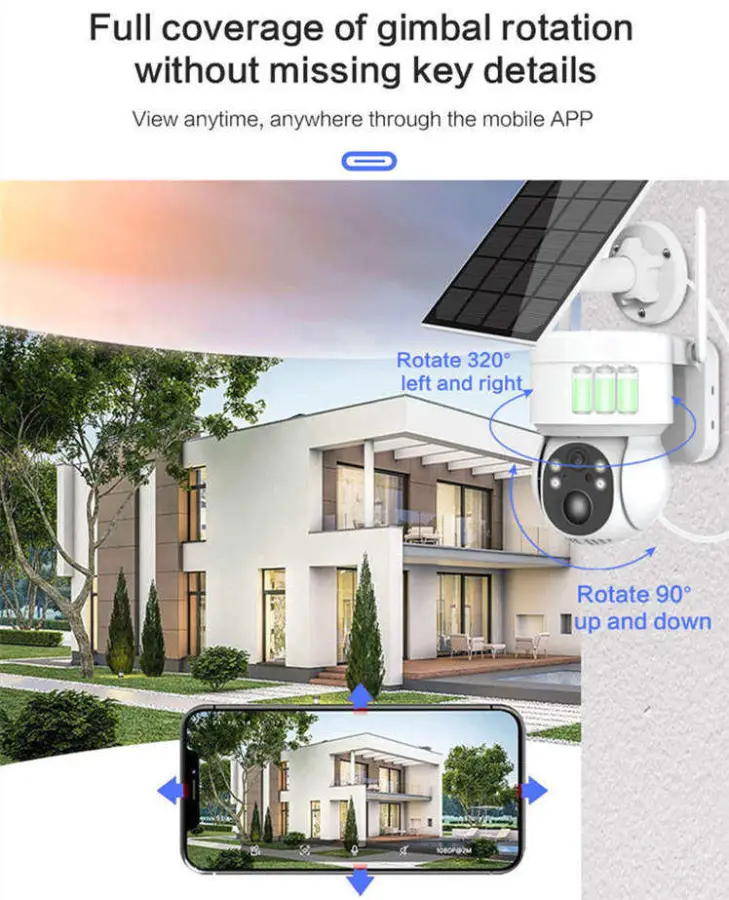 Jianvision 8-Channel Solar-Powered PTZ 360-Degree Security Cameras 12-Inch Screen Wireless NVR Monitor Outdoor Via Eseecloud — image 5
