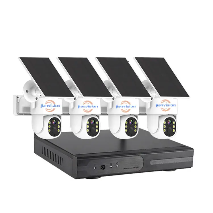 Jianvision 4CH WiFi Solar CCTV Camera System Eseecloud App Night Vision 1TB HDD 9000mAh Battery IP66 Waterproof Wide Ang — view 1