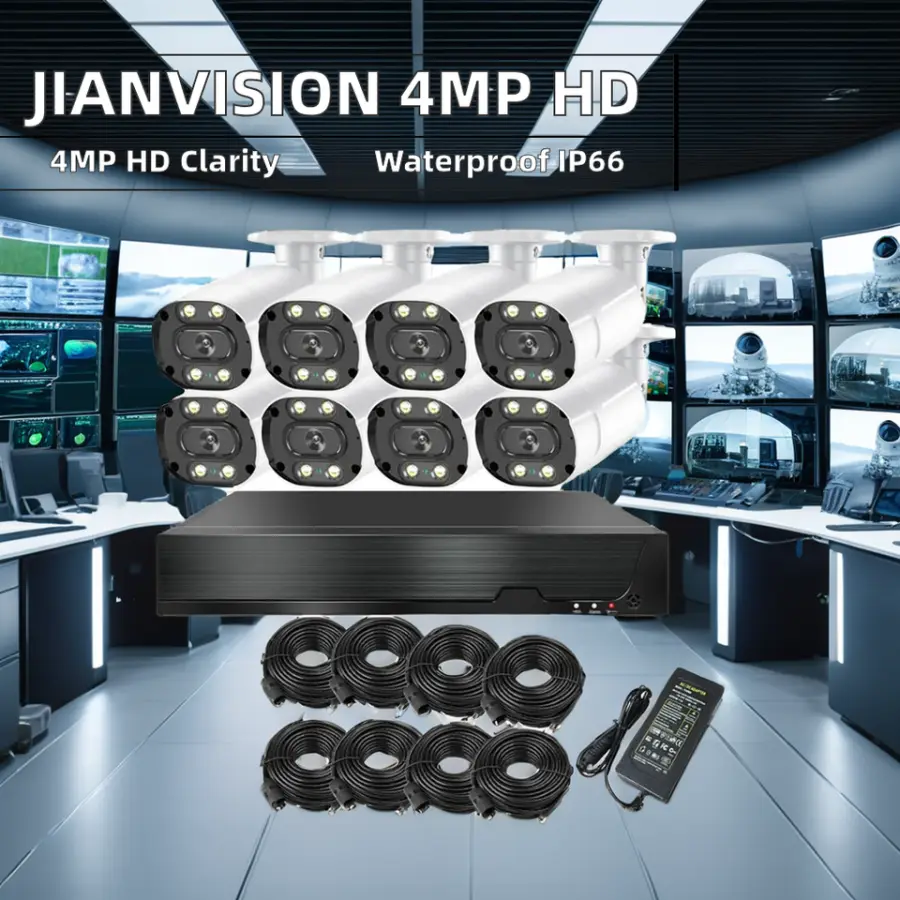 Jianvision Latest 4MP HD 8 Channel DIY Wired CCTV Security Camera System Indoor Network IP66 Waterproof NVR POE Night Vision — image 4