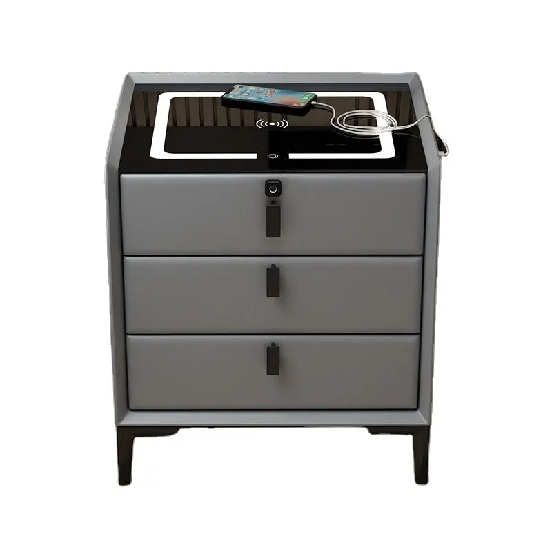 Hot Selling Pine Skin Smart Nightstands Original Logo Bluetooth Wireless USB Charging Modern Design Wooden Bedroom Furni — view 1