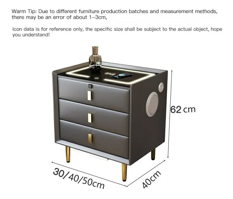 Hot Selling Pine Skin Smart Nightstands Original Logo Bluetooth Wireless USB Charging Modern Design Wooden Bedroom Furni — view 2