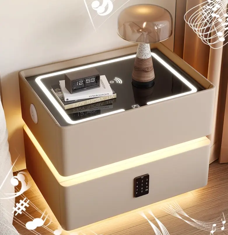 Senior Sense Creative Fashion Nightstand Modern Marble Suspension Cabinet for Living Room Bedroom Solid Wood Bedside Smart — image 4
