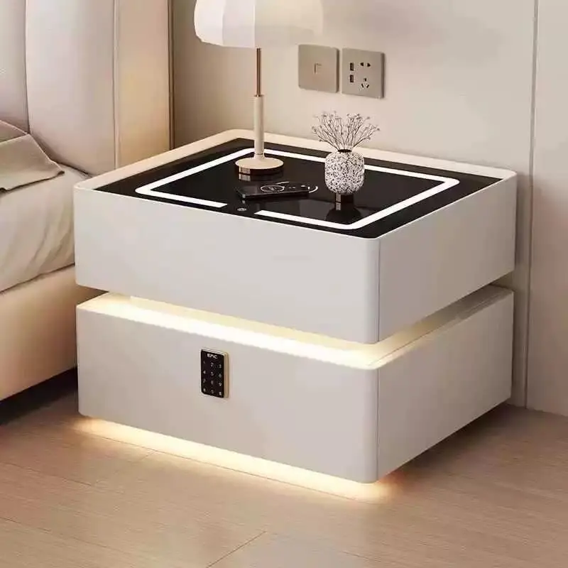 Senior Sense Creative Fashion Nightstand Modern Marble Suspension Cabinet for Living Room Bedroom Solid Wood Bedside Smart — image 5