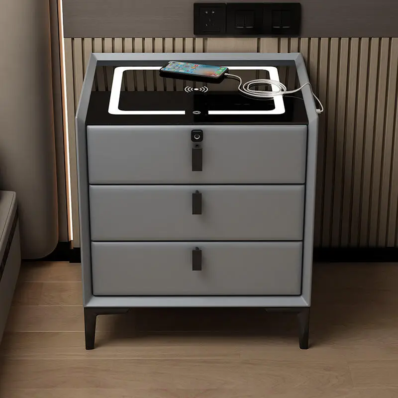 Hot Selling Pine Skin Smart Nightstands Original Logo Bluetooth Wireless USB Charging Modern Design Wooden Bedroom Furni — view 6